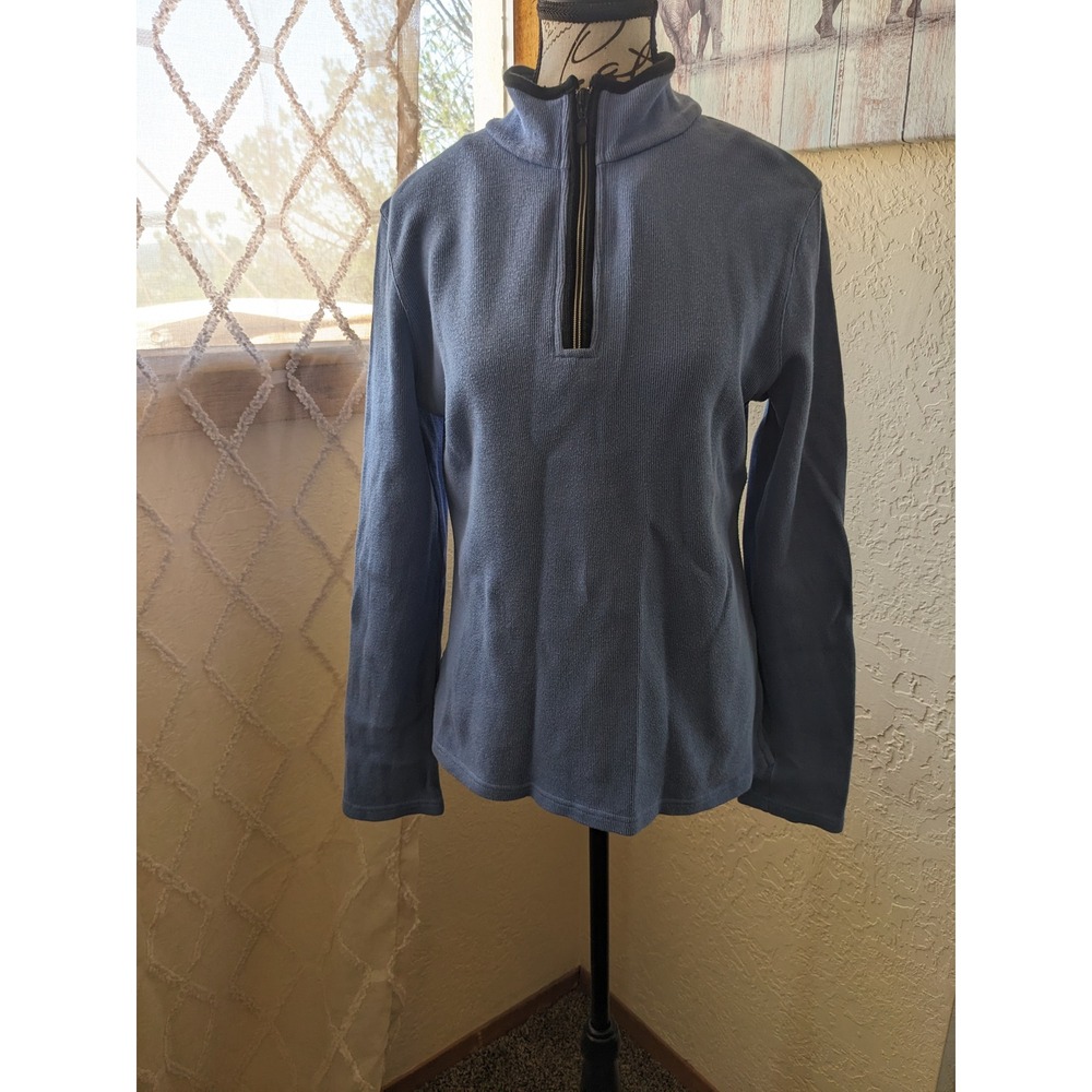 Geoffrey Beene Sport Light‎ Blue 100% Cotton Ribbed Quarter Zip Pullover Large